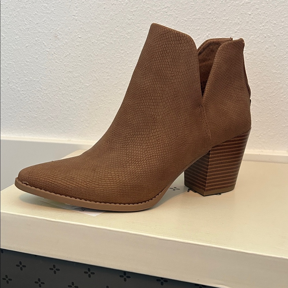 Sun + Stone Textured Tan Ankle Booties